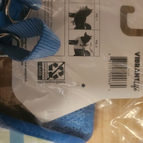 Vibrant Life Dog Harness Blue White Green Plaid Pattern with Gray Bow Si… - Picture 8 of 8